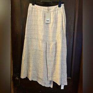 NWT Poetry Paneled Asymmetric Midi Skirt, 100% Linen, Pale Stone, U.S. Size 6